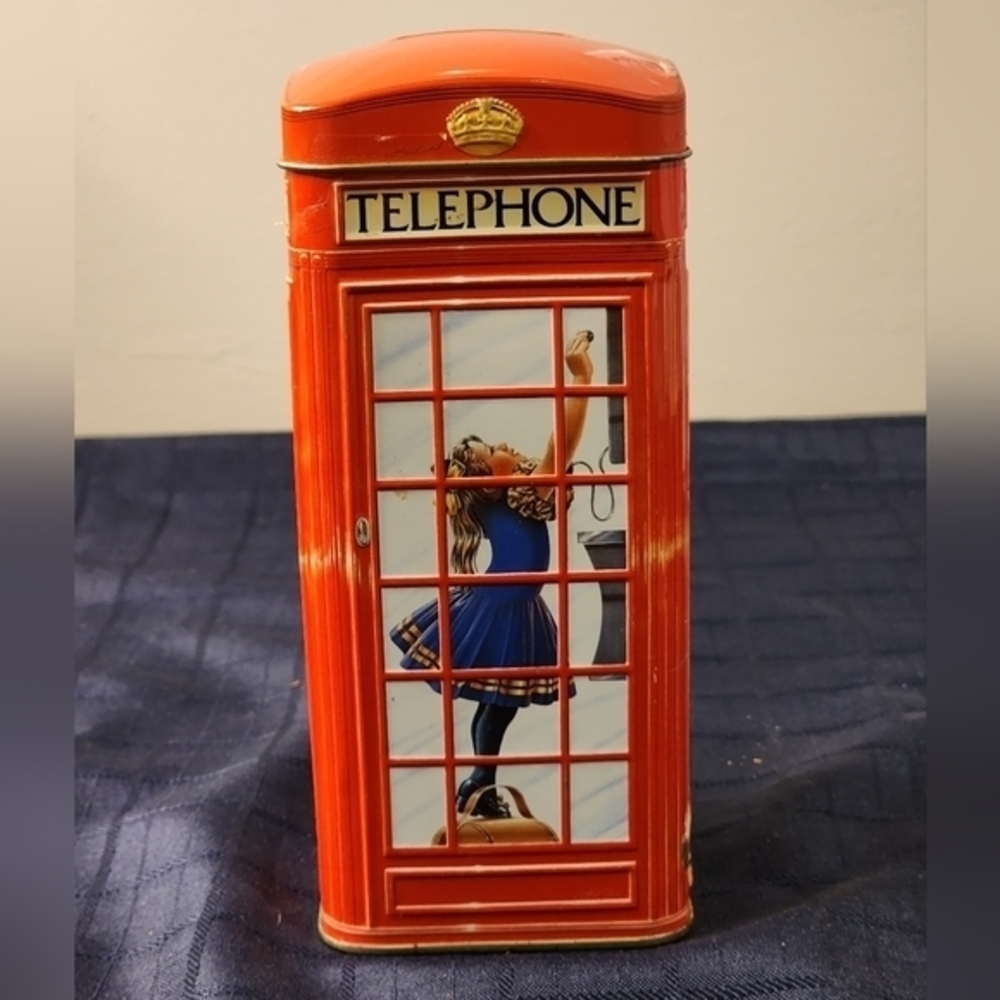 Vintage Churchills Heritage Of England‎ Telephone Kiosk Tin Coin Bank
